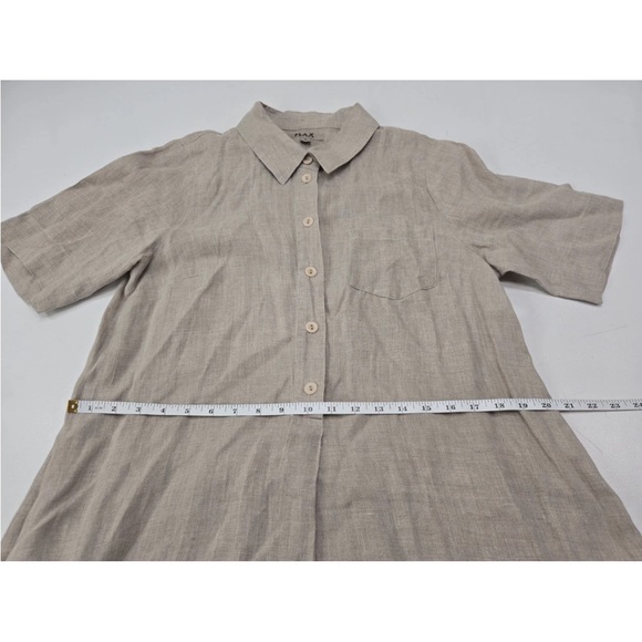 Flax 100% Linen Midi Shirt Dress Casual Lagenlook Quiet Luxury Size S Womens - Picture 7 of 8